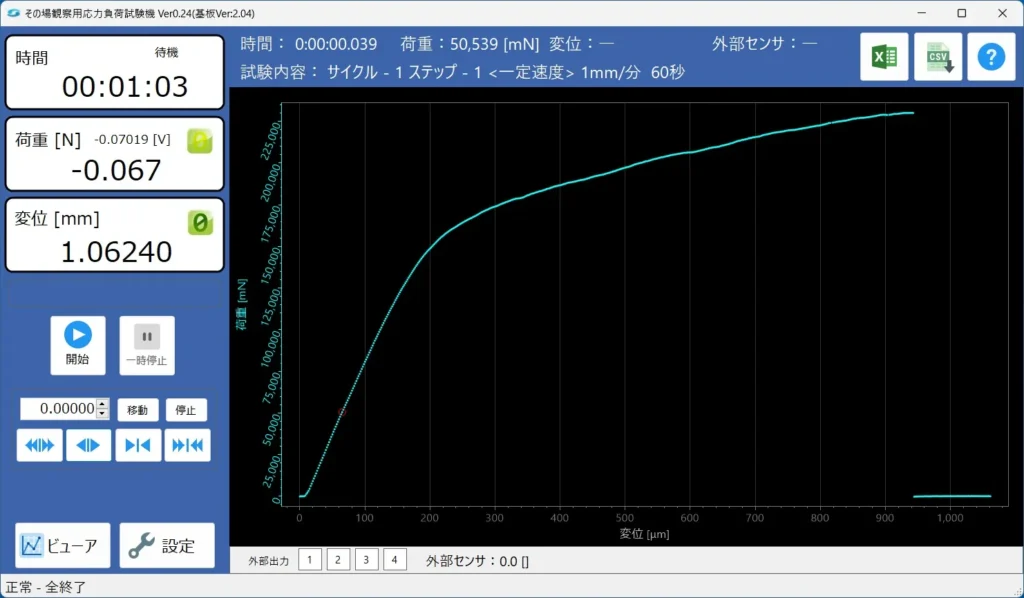 引張ステージ用ソフトウエア
